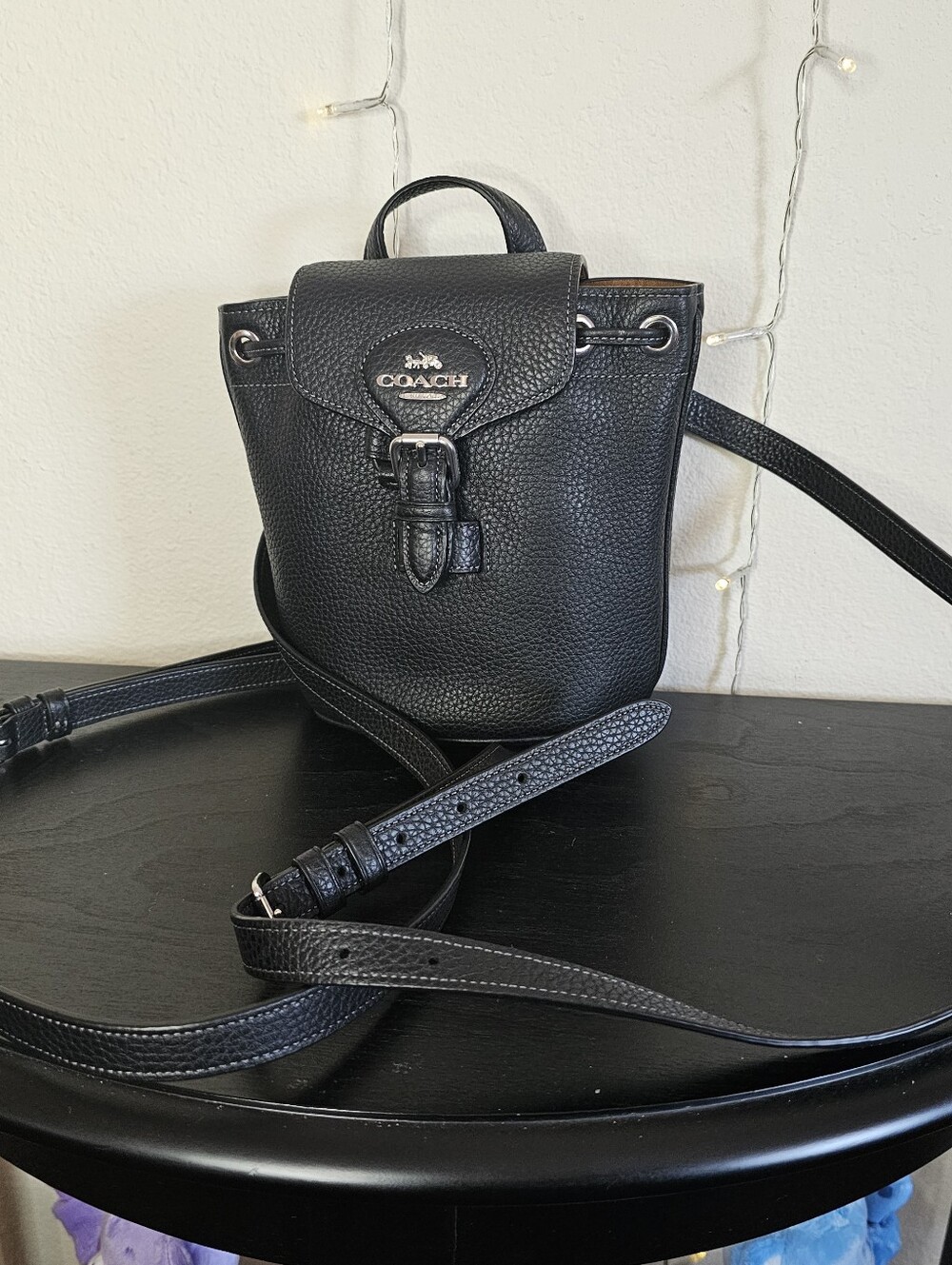 Coach Amelia Convertible Backpack Black Leather Small Crossbody Sling